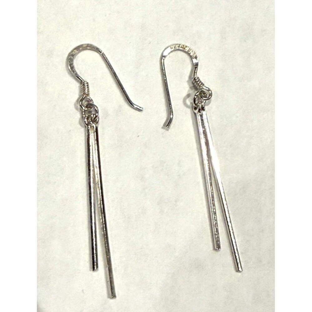 IBB TH MODERNIST STERLING SILVER DANGLE 2" EARRINGS FRENCH WIRE EUC